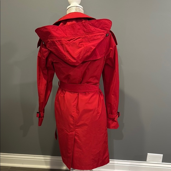 Red Trench Coat with Double-Breasted Front - Picture 3 of 3